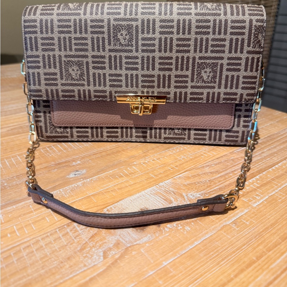 Anne Klein Brown Geometric Crossbody Bag - Picture 4 of 10